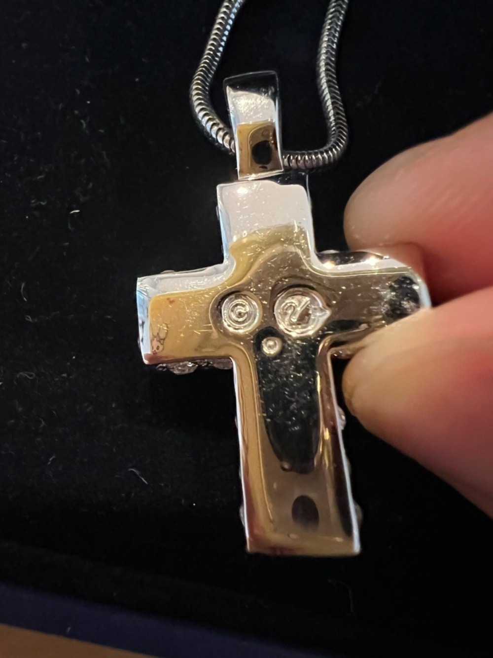 Swarovski Silver-Tone Cross Crystal Pavé Rhinestone Pendant Necklace Goth Y2K - Picture 8 of 9